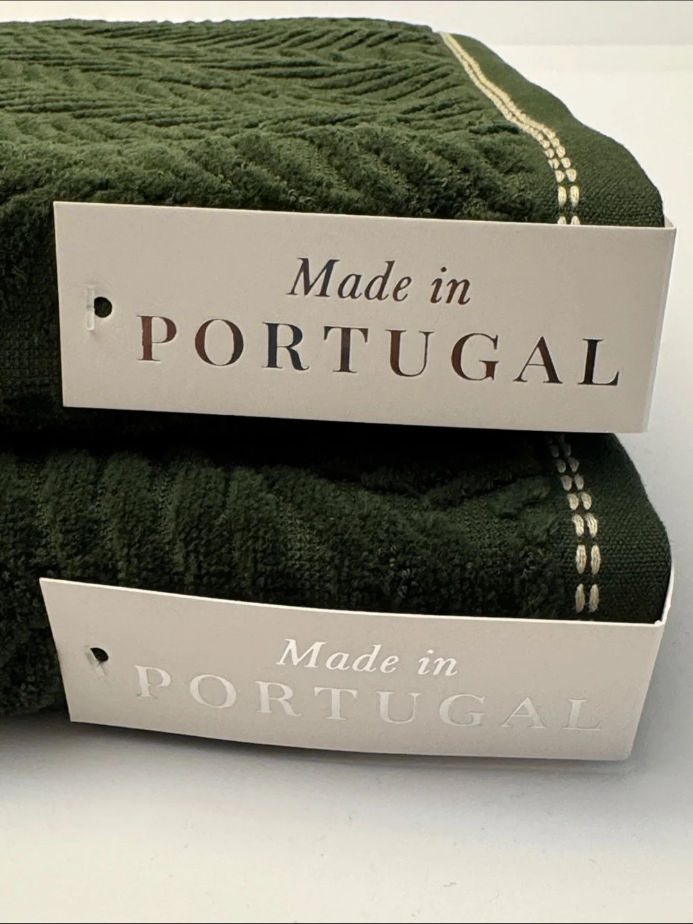 6pc FELPINTER Extra Long Combed  Cotton Bath Towel Set - Velour Leaf -Green